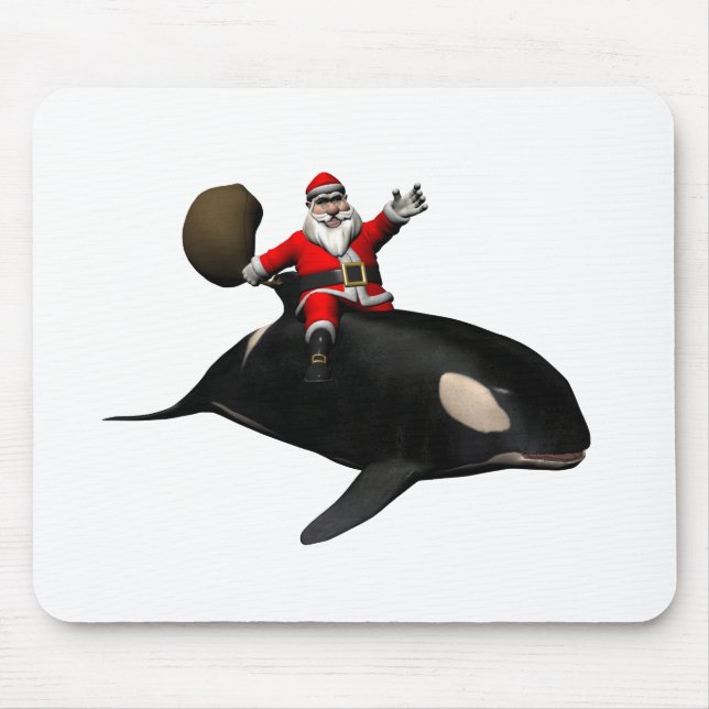 Santa Claus Riding On Orca Mouse Mat (Front)