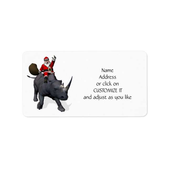 Santa Claus Riding On Rhinoceros Label (Front)