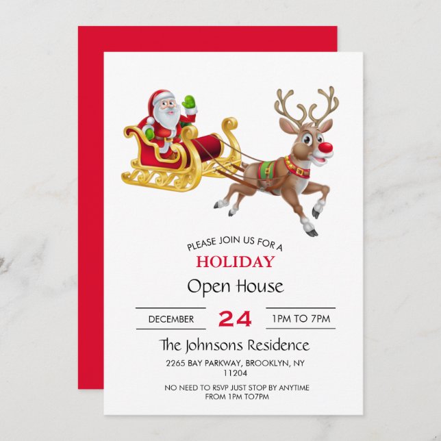 Santa Claus riding on sleigh        Invitation (Front/Back)