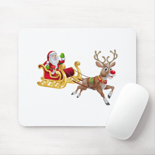 Santa Claus riding on sleigh Mouse Mat (With Mouse)