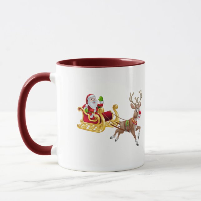 Santa Claus riding on sleigh Mug (Left)