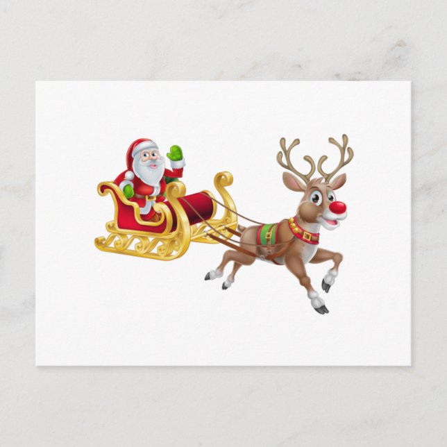 Santa Claus riding on sleigh Postcard (Front)