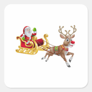 Santa Claus riding on sleigh Square Sticker