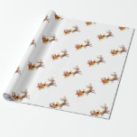 Santa Claus riding on sleigh Wrapping Paper<br><div class="desc">christmas santa claus deer, 
frozen friends colourful funny , 
vintage magic snowflake art, 
retro fun sky, 
joy sled snow flying, 
year new celebration reindeer, 
happy xmas winter holiday, 
merry cartoon illustration, 
animal party cute, 
deer christmas santa claus , </div>
