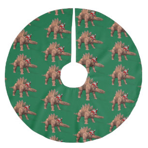 Santa Claus Riding On Stegosaurus Brushed Polyester Tree Skirt