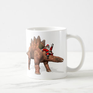 Santa Claus Riding On Stegosaurus Coffee Mug