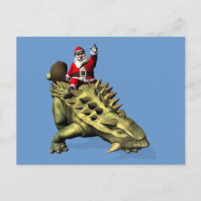 Santa Claus Riding On Talarurus Holiday Postcard (Front)