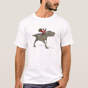 Santa Claus Riding On Trex T-Shirt