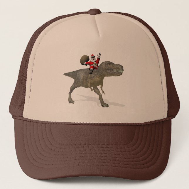Santa Claus Riding On Trex Trucker Hat (Front)