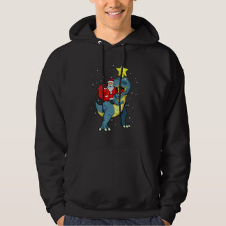 Santa Claus Riding Rex Dinosaur Christmas For Boys Hoodie
