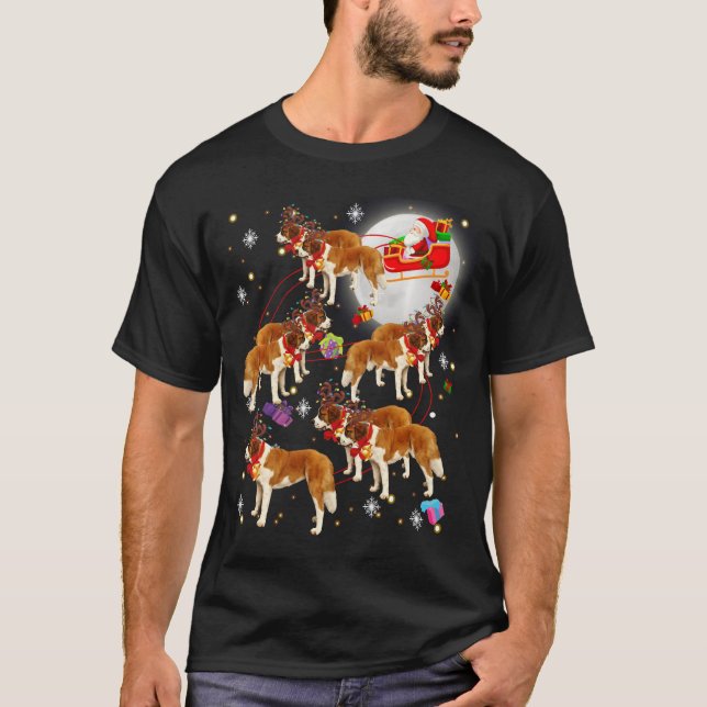 Santa Claus Riding Saint Bernard Christmas Pyjamas T-Shirt (Front)
