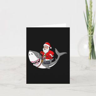 Santa Claus Riding Shark Christmas Boys Girls Kids Card