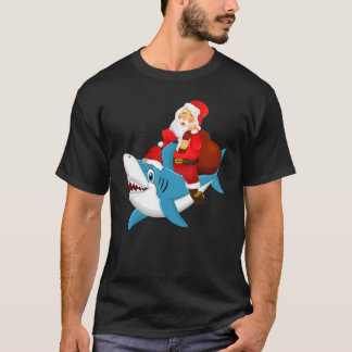Santa Claus Riding Shark  Christmas Pajama Kids Te T-Shirt