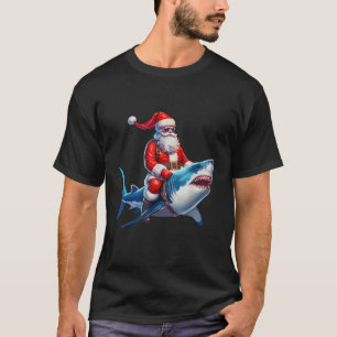 santa claus Riding Shark Funny Christmas candy can T-Shirt