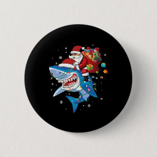 Santa Claus Riding Shark Lover Merry Christmas Xma 6 Cm Round Badge
