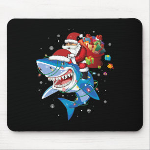 Santa Claus Riding Shark Lover Merry Christmas Xma Mouse Mat
