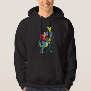 Santa Claus Riding T Rex Dinosaur Christmas For Bo Hoodie