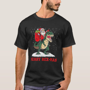 Santa Claus Riding T Rex Dinosaur T-Shirt
