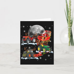 Santa Claus Riding Tractor Sleigh Christmas Tracto Card