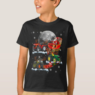 Santa Claus Riding Tractor Sleigh Christmas Tracto T-Shirt
