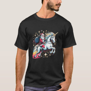 Santa Claus Riding Unicorn Christmas for Girls and T-Shirt