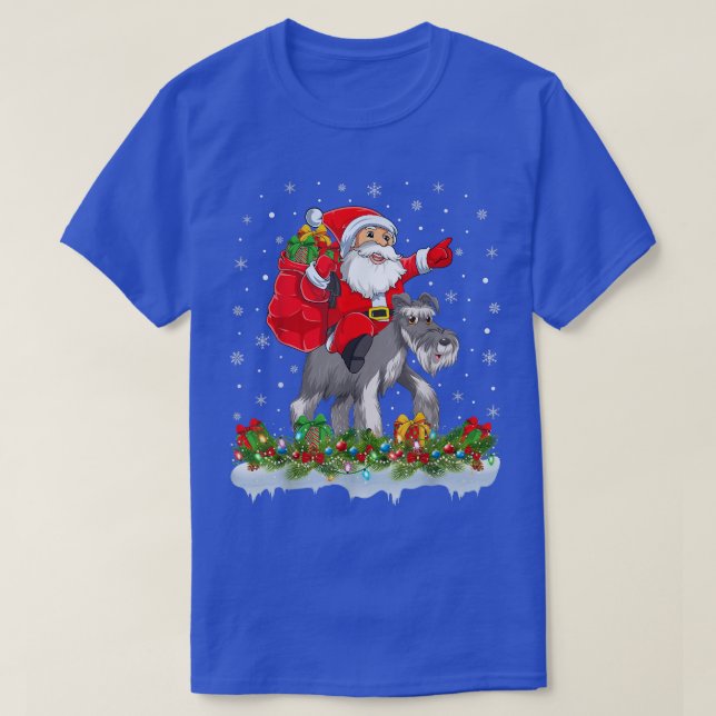 Santa Claus Riding Welsh Corgi Dog Christmas  T-Shirt (Design Front)