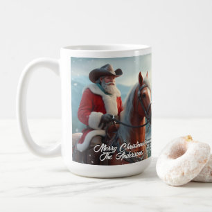 Santa Claus Riding Western Christmas Coffee Mug