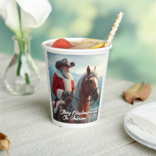 Santa Claus Riding Western Christmas Paper Cups
