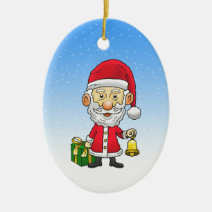 Santa Claus rings the bell on Christmas Eve Ceramic Tree Decoration