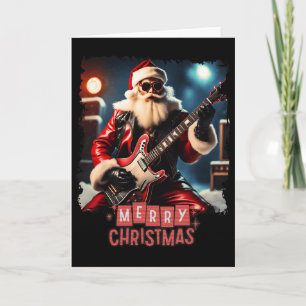 Santa Claus Rock Guitar Merry Christmas Card