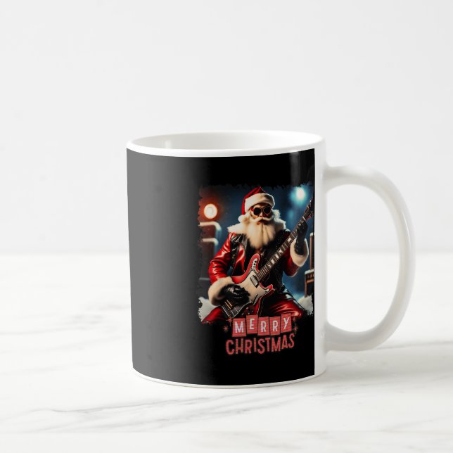 Santa Claus Rock Guitar Merry Christmas  Coffee Mug (Right)