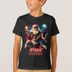 Santa Claus Rock Guitar Merry Christmas T-Shirt