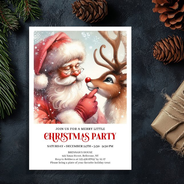 Santa Claus Rudolph Christmas Festive Winter Party Invitation (Santa Claus Rudolph Christmas Festive Winter Party Invitation

)