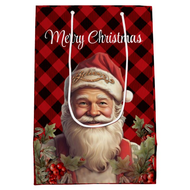 Santa Claus Saint Nicholas Christmas  Medium Gift Bag (Back)