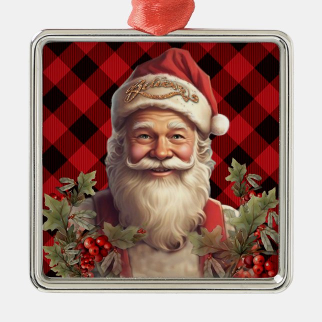 Santa Claus Saint Nicholas Christmas  Metal Tree Decoration (Front)