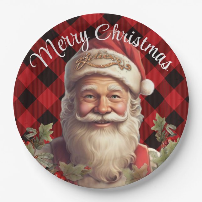 Santa Claus Saint Nicholas Christmas  Paper Plate (Front)