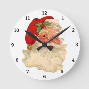 Santa Claus Saint Nicholas Festive Funny Vintage Round Clock