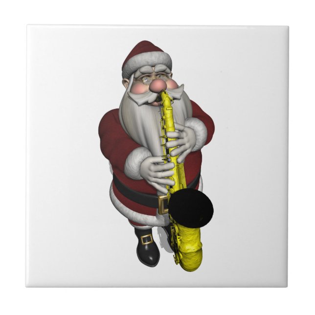 Santa Claus Saxophone Player Tile (Front)