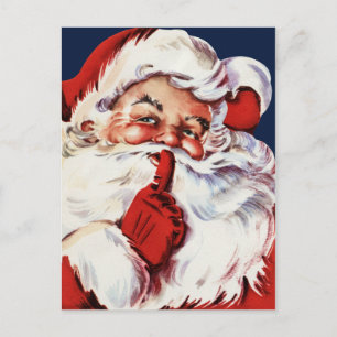 Santa Claus Saying SH-H-H Holiday Postcard