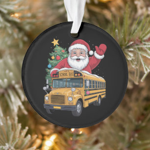 Santa Claus School Bus Christmas Tree Driver Xmas Ornament