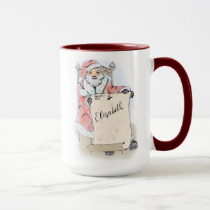 Santa Claus Scroll Naughty Nice List Personalised Mug