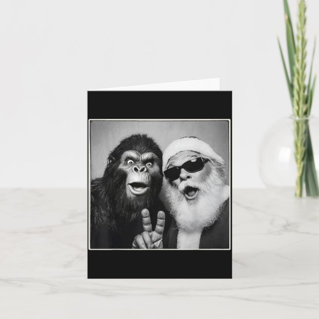 Santa Claus Selfie Bigfoot Christmas Funny Sasquat Card (Front)