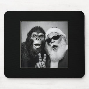 Santa Claus Selfie Bigfoot Christmas Funny Sasquat Mouse Mat