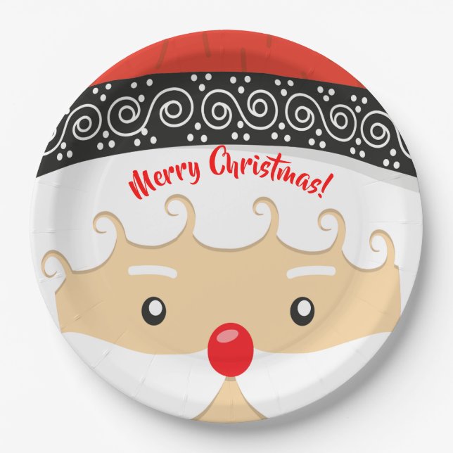 Santa Claus Selfie Paper Plate (Front)