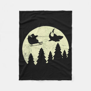 Santa Claus Shark Sleigh Christmas Funny  Fleece Blanket