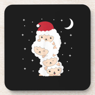 Santa Claus Sheep Christmas Lamb Farm Animals Gift Coaster