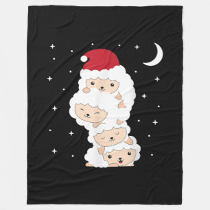 Santa Claus Sheep Christmas Lamb Farm Animals Gift Fleece Blanket