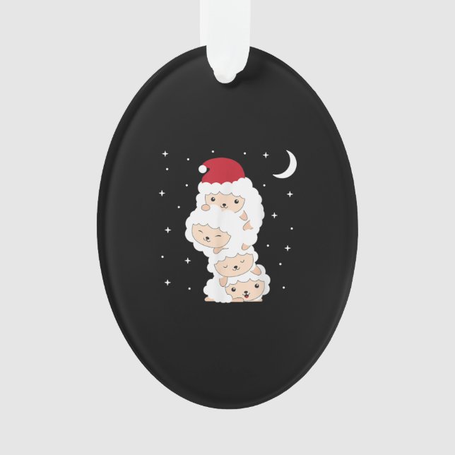 Santa Claus Sheep Christmas Lamb Farm Animals Gift Ornament (Front)