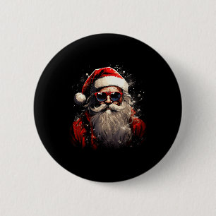 Santa Claus Silhouette Christmas Sungles Caricatur 6 Cm Round Badge