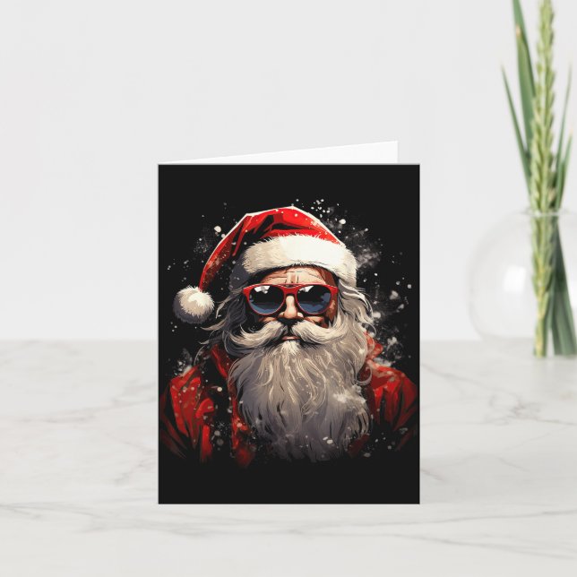 Santa Claus Silhouette Christmas Sungles Caricatur Card (Front)